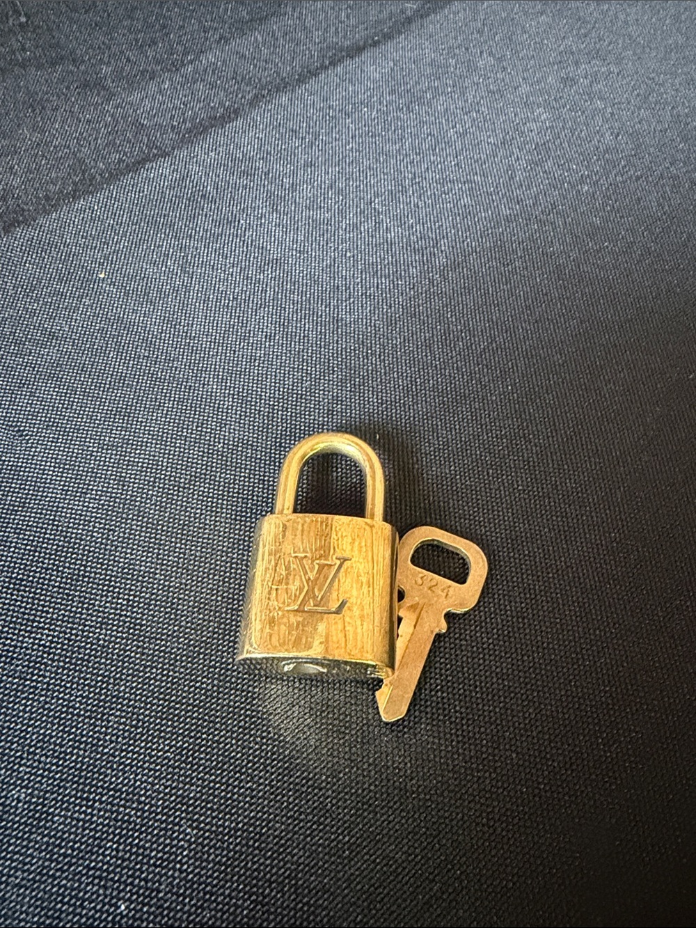 Louis Vuitton Brushed Gold Padlock and Key Set #324